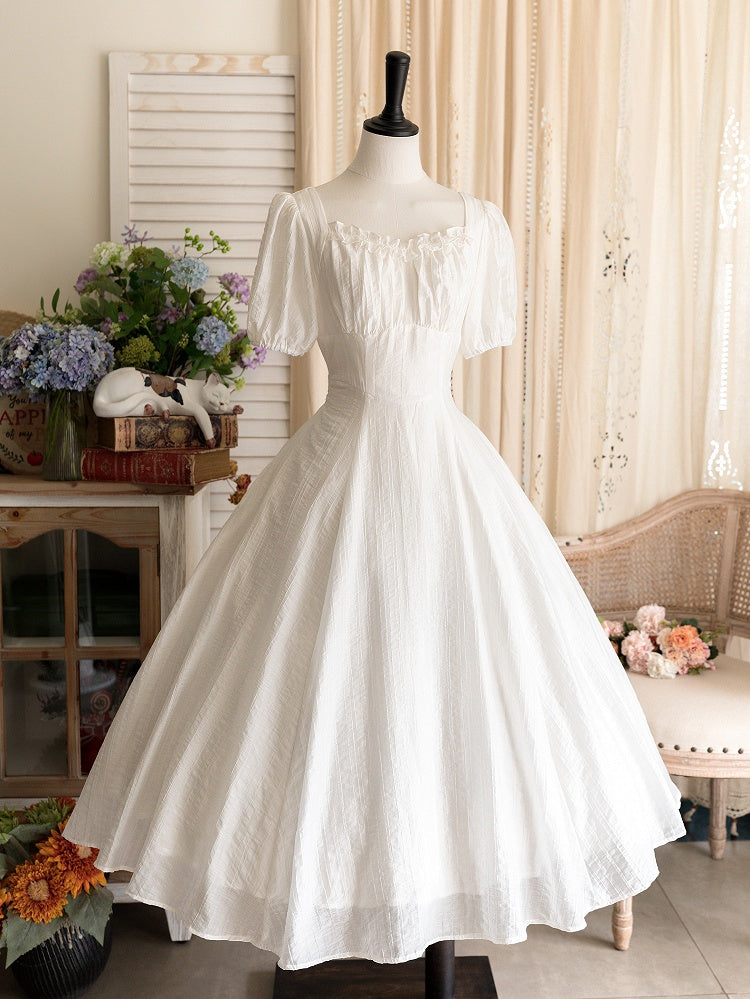 Summer Dress Fashion Lolita Retro Classic White Waist Slim