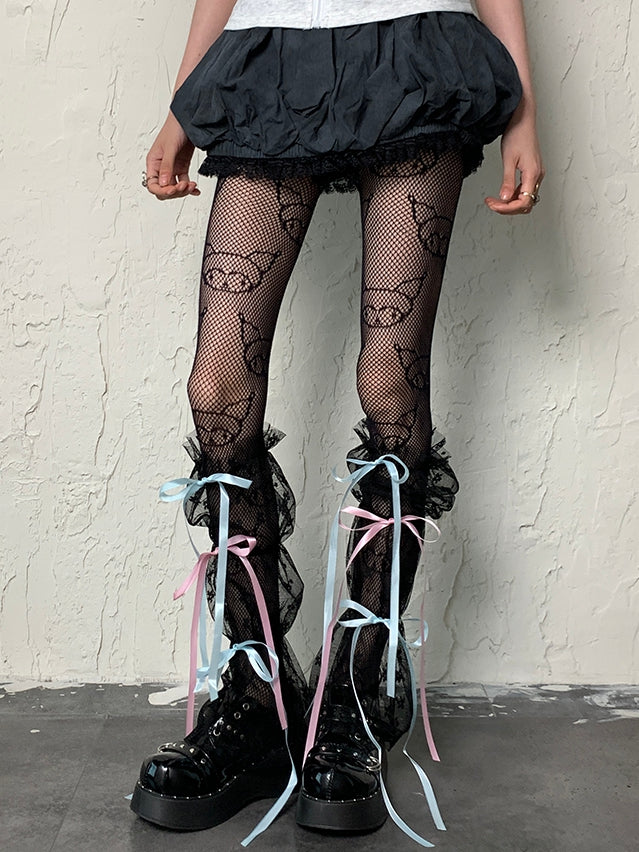Sleeves Black Self-tie Y2K Lace Leg Straps