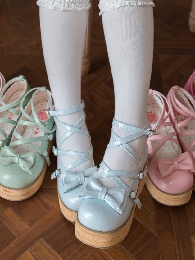 Runde Schuhe Heels Süß Blau PU Baby Plattform Mitte - Zehe