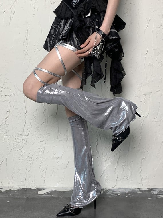 Silver Sleeves Y2K Ruffled Cuff Leg