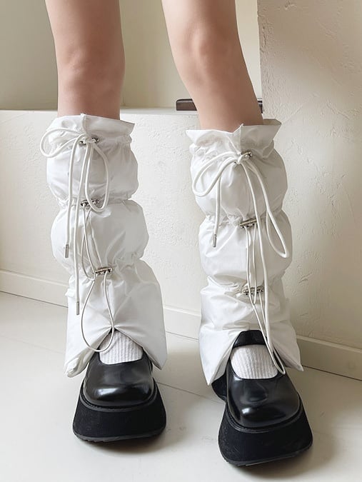 White/Grey/Black Drawstring Thicken Leg Warmers