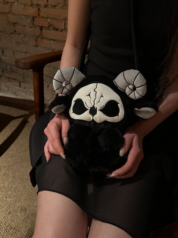 Black Grim and Doll Y2K Gothic Bag Plush White Reaper