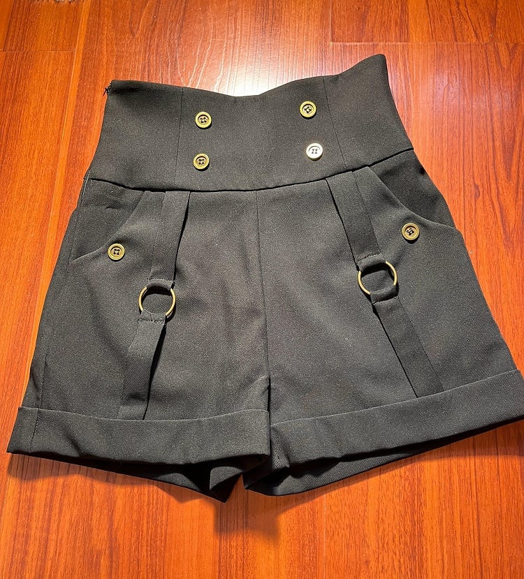 Lolita Back Shorts Black High Ouji Fashion Lace-up Waist