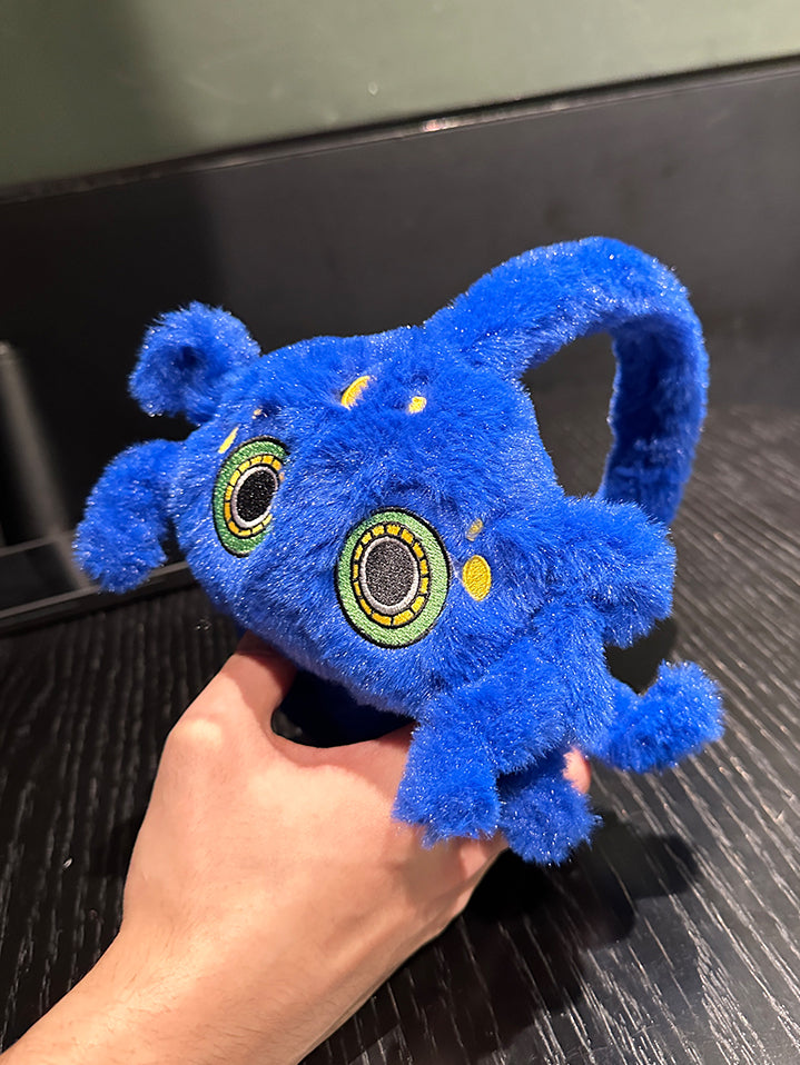 Saphirblaue Oktopus-Ohrenschützer aus Gothic-Plüsch