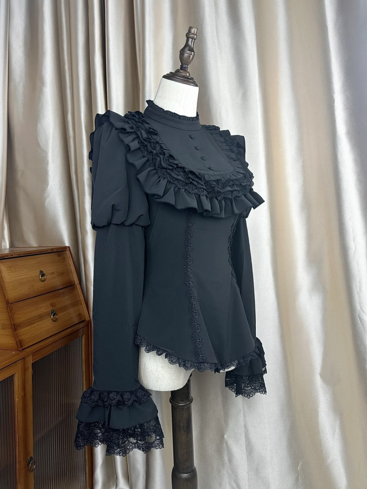 Schwarzes Dark Gothic Lolita Juliette Ärmel Top