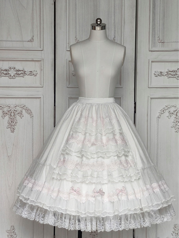Rosette Light Pink Elegant Wedding Hanayome Lolita Jumper Skirt + Underskirt