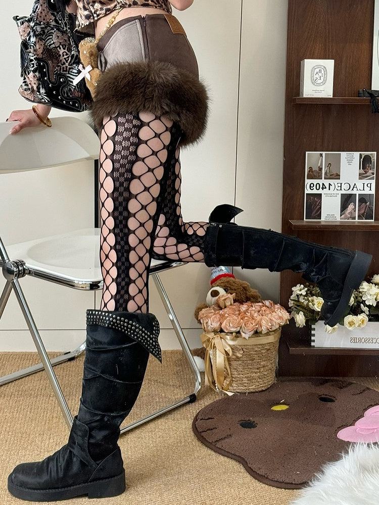 Y2K Tights Cut-out Design Black