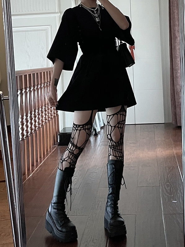 Oversized Dark mit Kleid Black Frenzy Tonal T-Shirt Stickerei