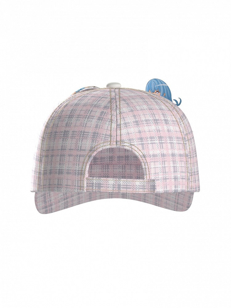Adjustable Fashion Pink Plaid Hat Gyaru Cap