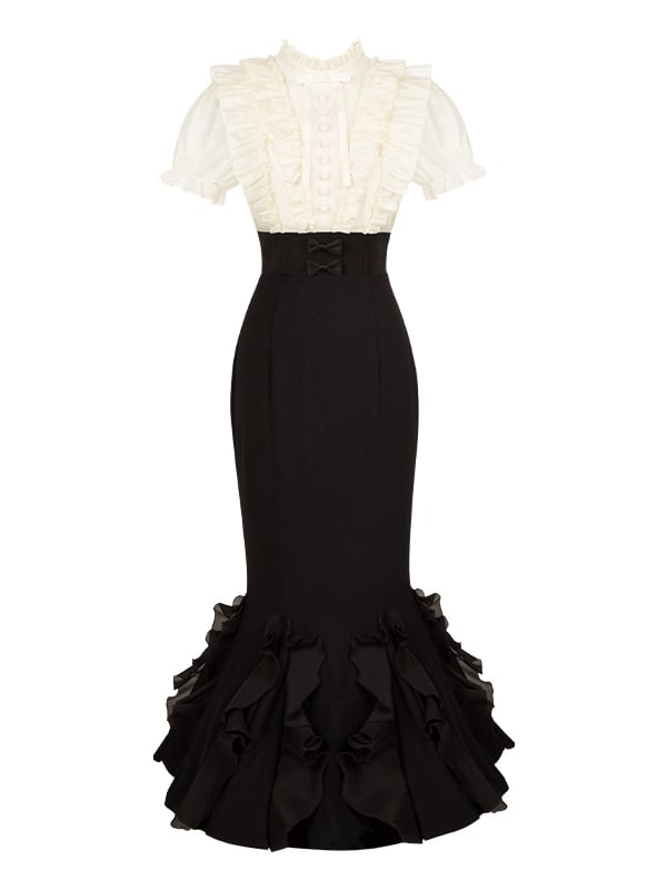Two Fake Dress Skirt Design Waist Pieces Mermaid Boned and Black Lolita Blouse Beige Elegant