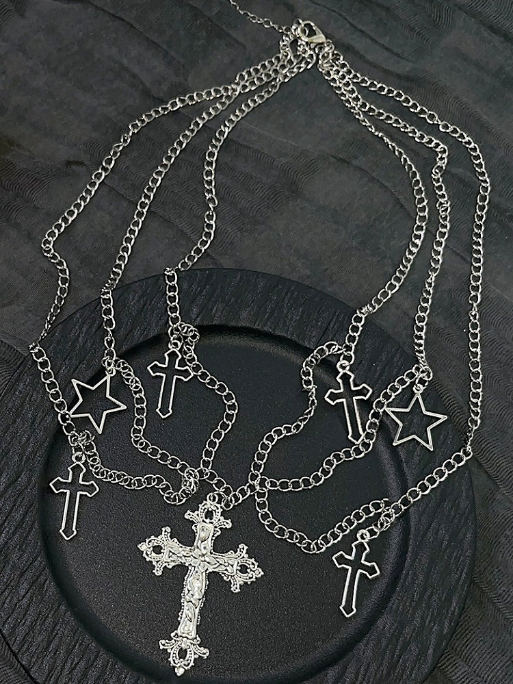 Chain Star Charms And Cross Waist Y2K