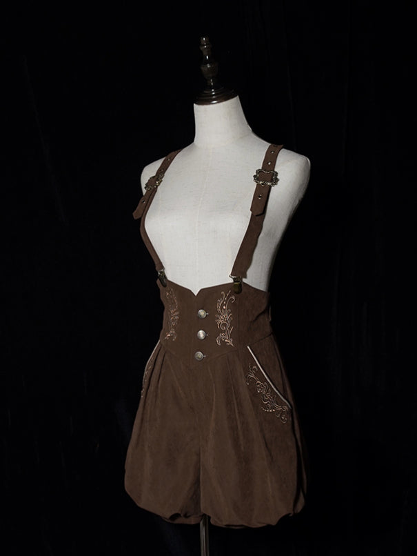 Waist Corset Belt with High Coffee Shorts Lolita Ouji Straps