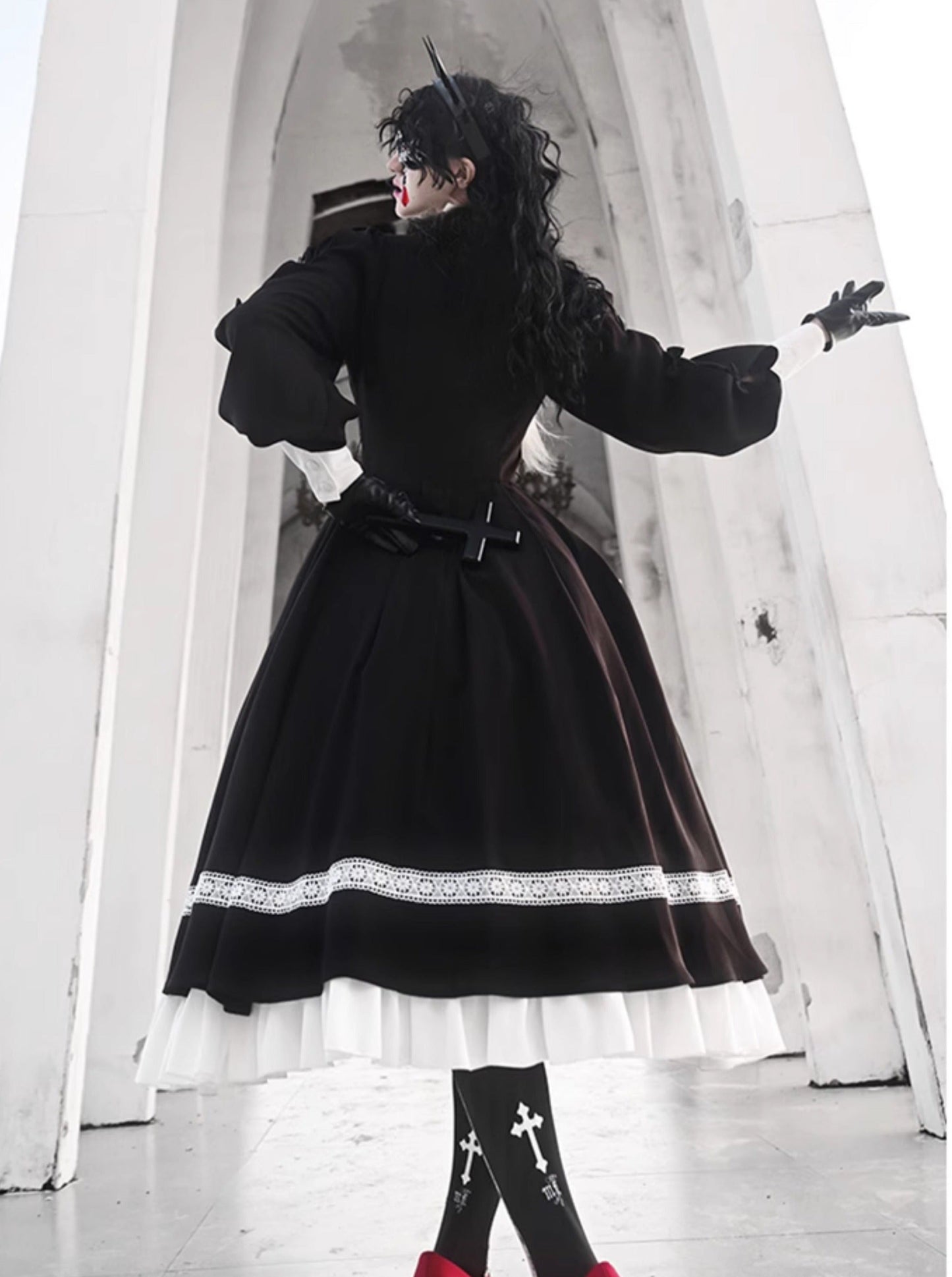 Design Ruffle Gothic Dress Original Big With Poozi