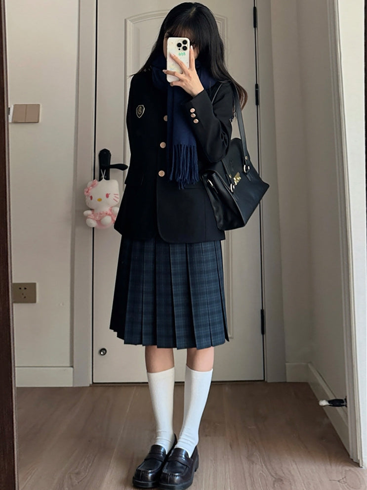 Länge 42CM/45CM/55CM/65CM Plaid Uniform Plissee Rock JK Grün Muster