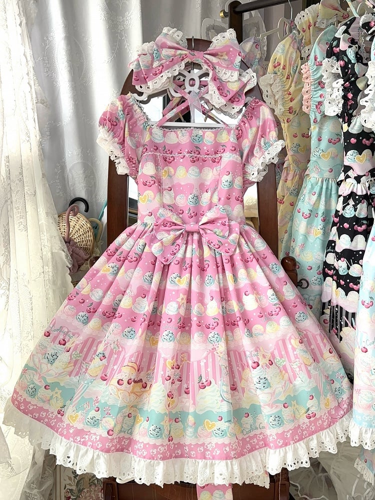 Cherry and Ice Cream Pink Summer Sweet Lolita Dress