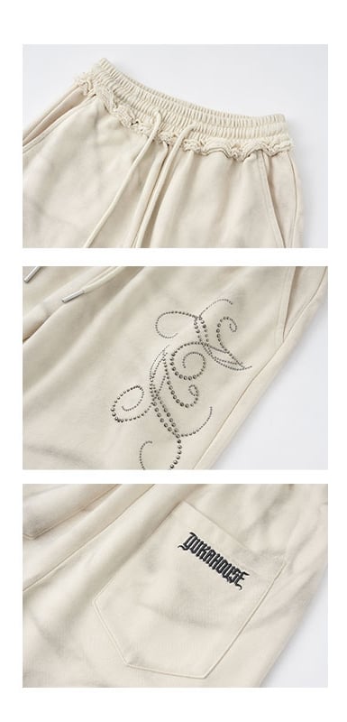 ウェイストランドパンクベージュ伸縮性ウエストパンツ