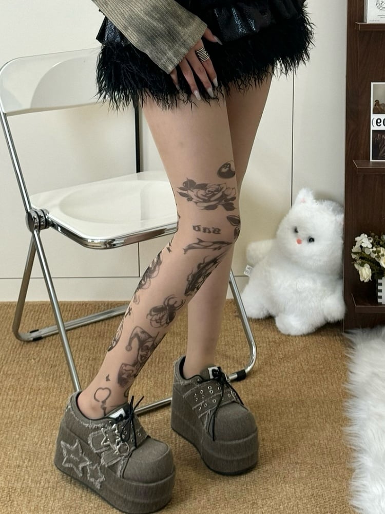 Tights Girl Cartoon Rosette Nude Butterfly And Print
