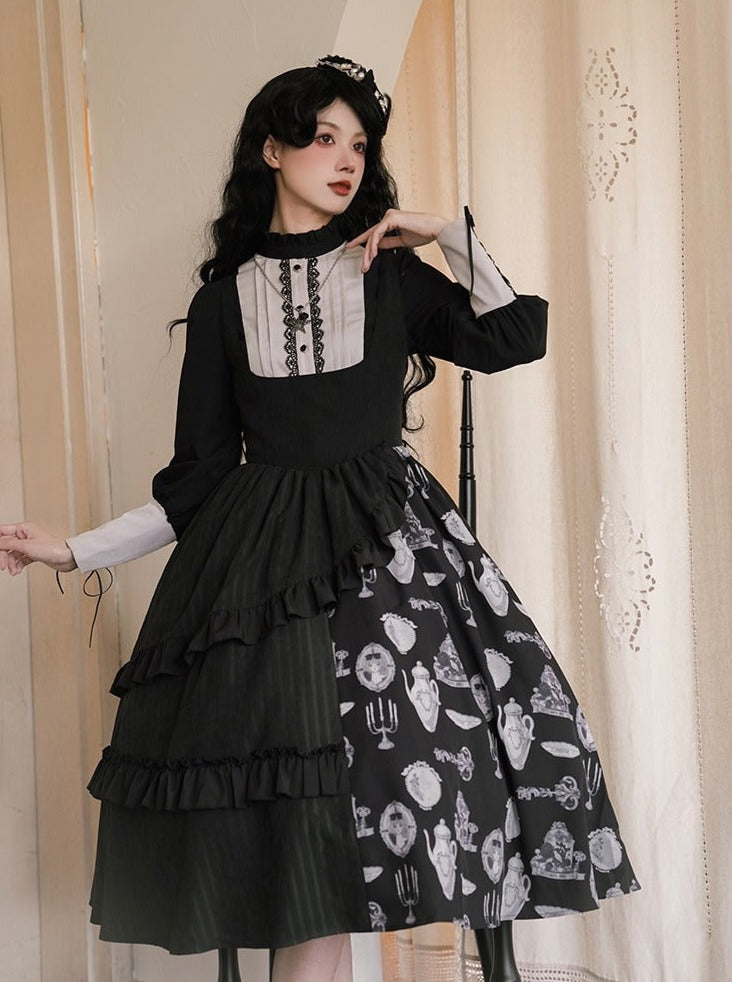 Suspender Skirt + Elegant Puzi Blouse Print Design Original With Kula