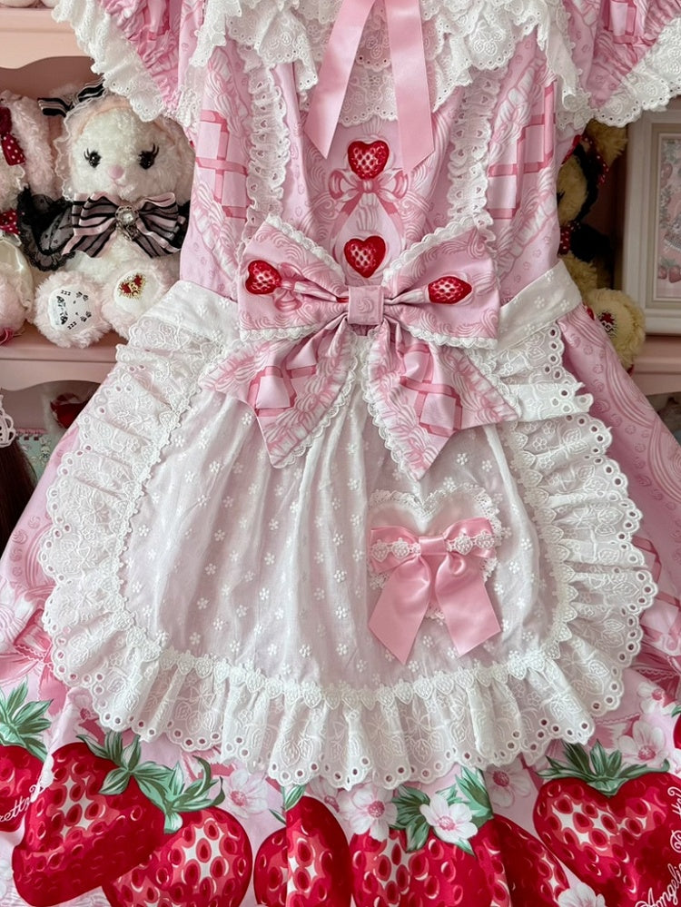 3 Apron Polka-dot Pattern Trim Heart Color Options Lace Applique
