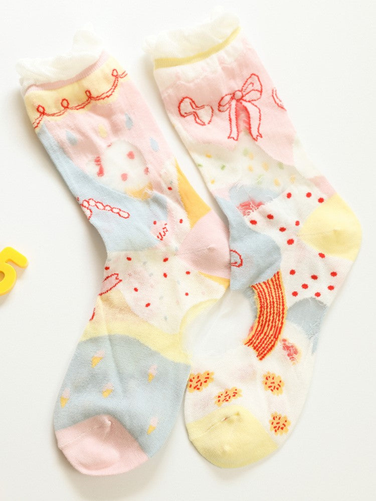 Cuff Options Colorful Lolita Sweet Socks Calf 4 Ruffled