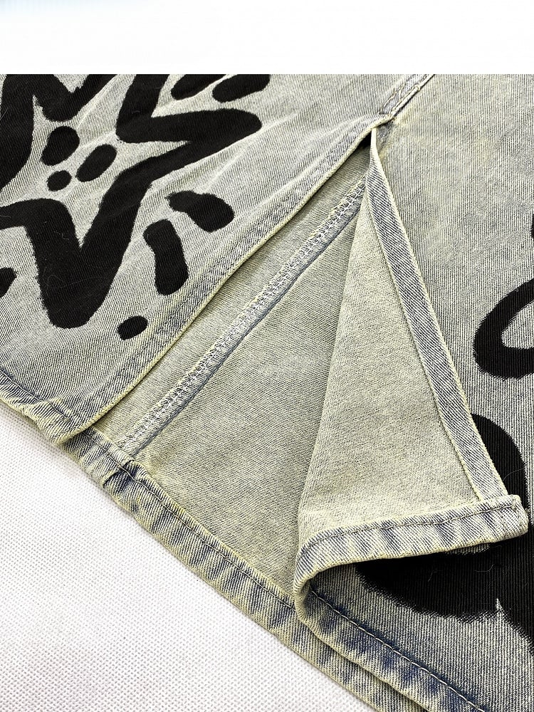 And Y2K Bowknot Kitty Skirt Denim Print Blue