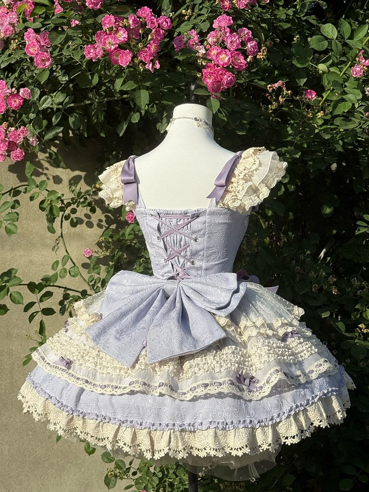 Rock Akzente Lila Kleid Taille Pullover Lolita Schleife Stäbchen Ballercore