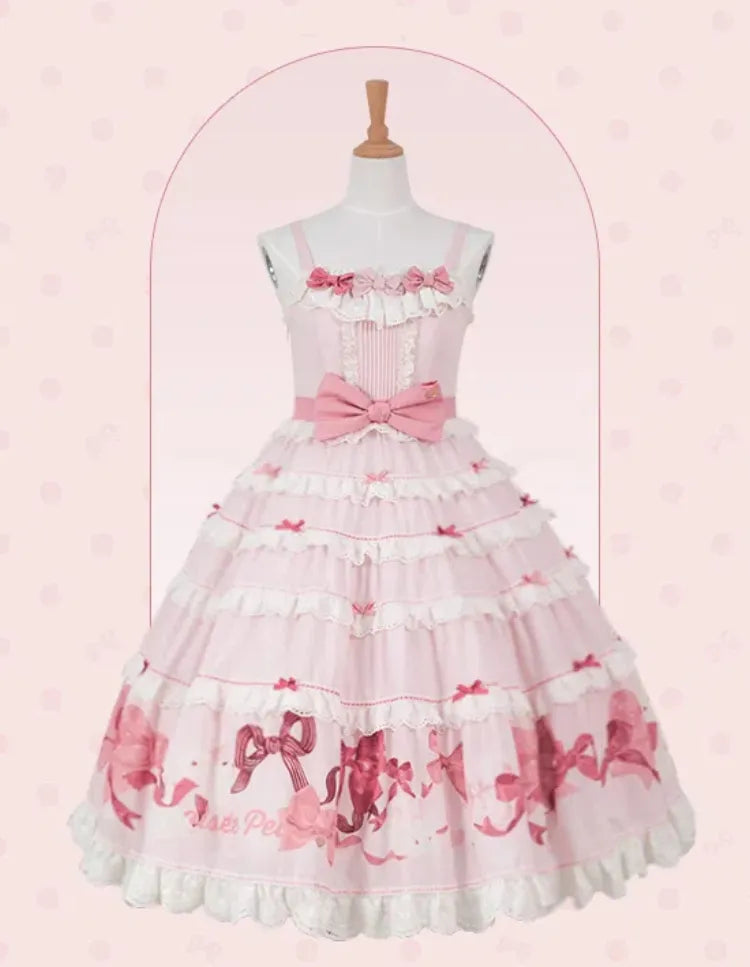 Skirt Sweet Pink Cute and Dress Jumper Bows Print Lolita Bunny