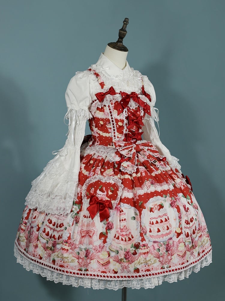 Lolita Red / Full Strawberry Sweet Desserts Print Set JSK and