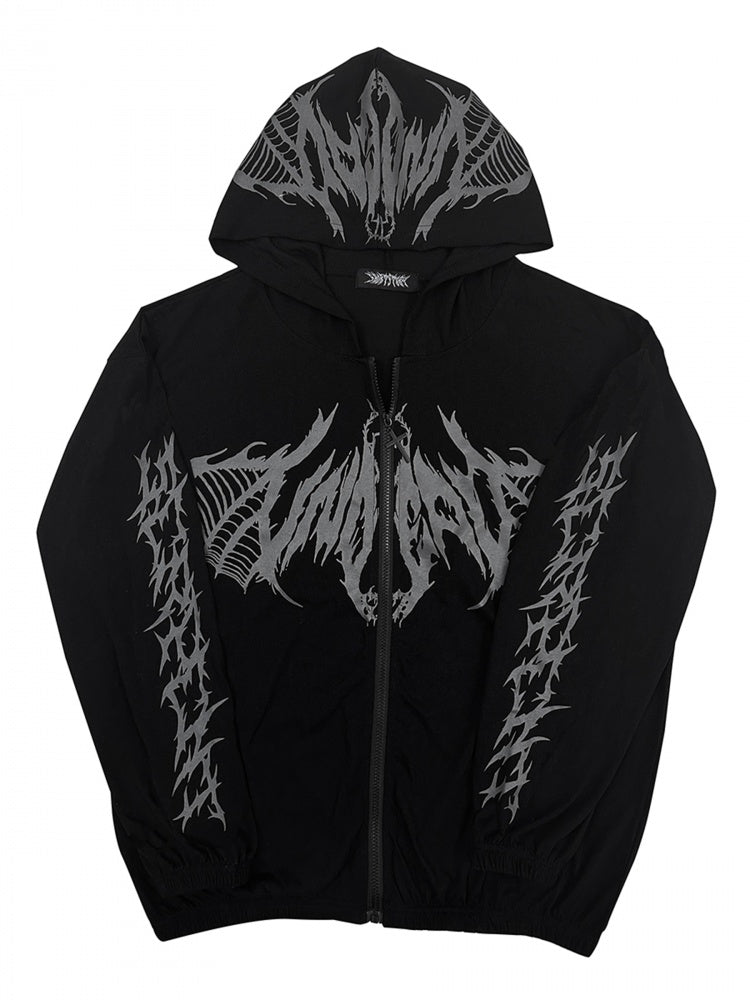 ホワイト ブラック ブルー 日焼け防止 Y2K フード付きジャケット