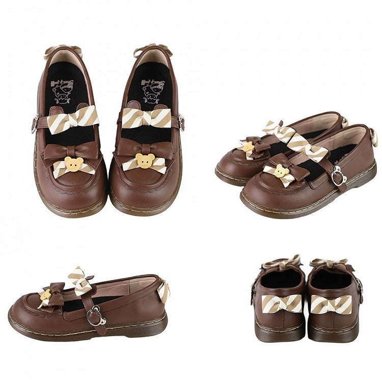 Design PU – und Kuma-Thema mit 2 cm flachem Ohrschuhband Lolita-Bär braun gestreifte Schleife