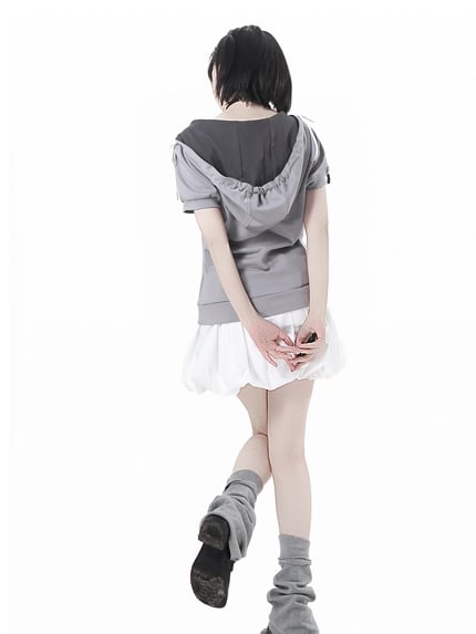 White Elastic Waist Bubble Skirt