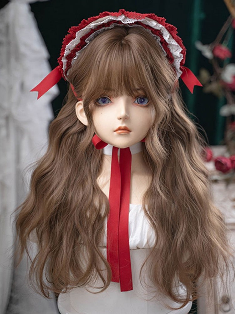 Bust Length Brown Air Under Wavy Bangs 64CM With Wig