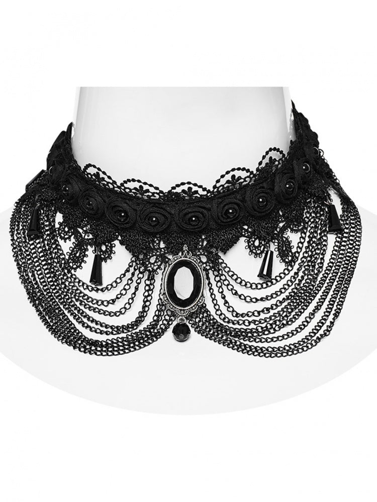 Gothic Kopfbedeckung Spitzenhalsband