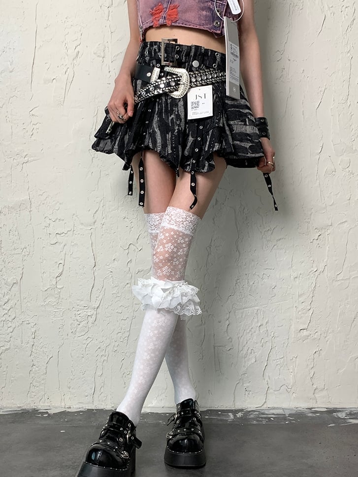 Bittersweet Stockings Floral Y2K Lace Overknee Trim White Pattern