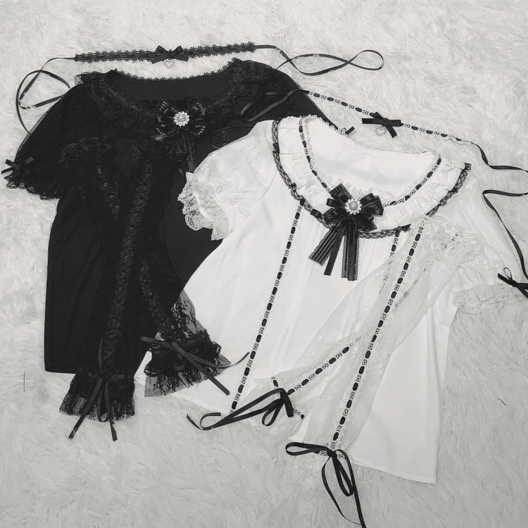 Jirai Kei Short Sleeves Blouse with Free Choker