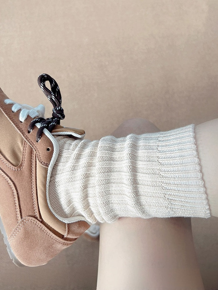 Weiß/Beige/Grau/Schwarz Gestrickte Wadensocken