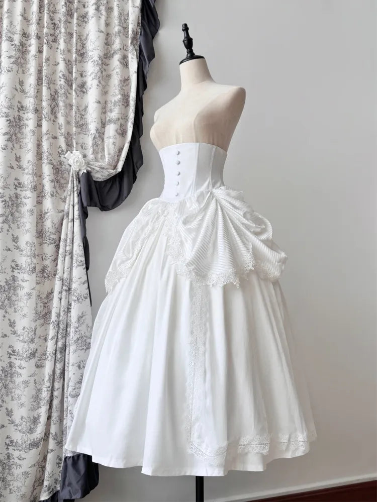Gothic Skirt White Aristocrat Bust Lolita Boned Waist Under Corset High