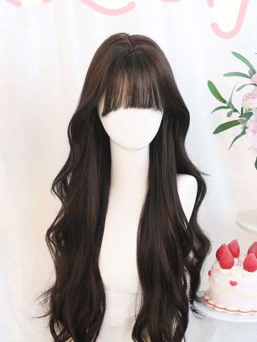 Bangs Wigs Long Wavy With Black Air 65-70cm