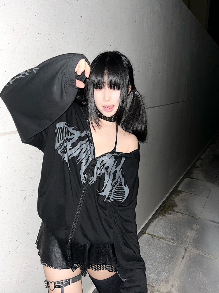 ホワイト ブラック ブルー 日焼け防止 Y2K フード付きジャケット