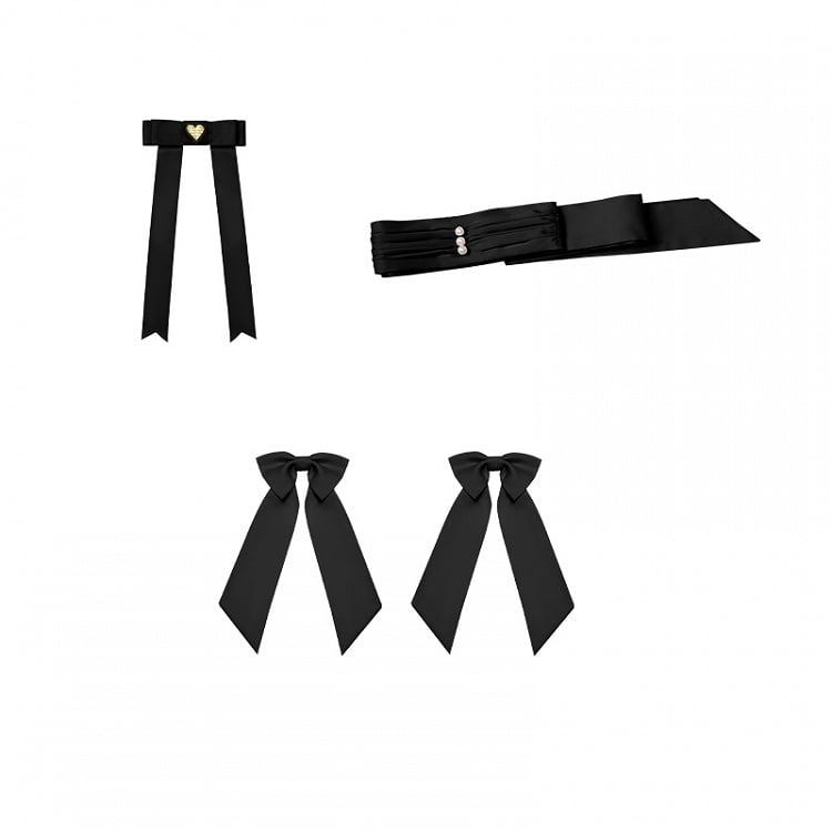 Brooches + Bowknot / Black Waist Pink Belt