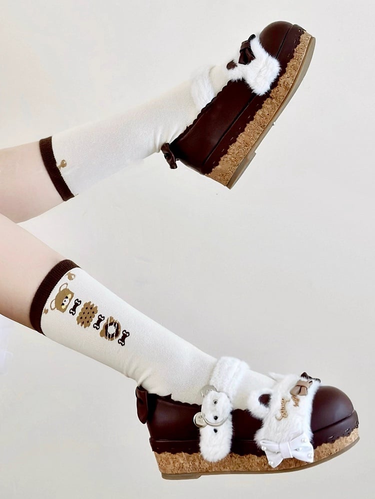 Brown Bear Calf Cookies Lolita Pattern Socks and
