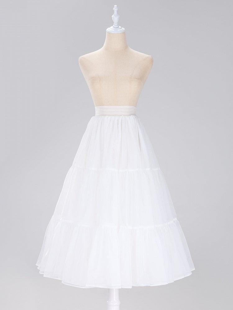 Long Daily Petticoat Layered 85cm White A-line