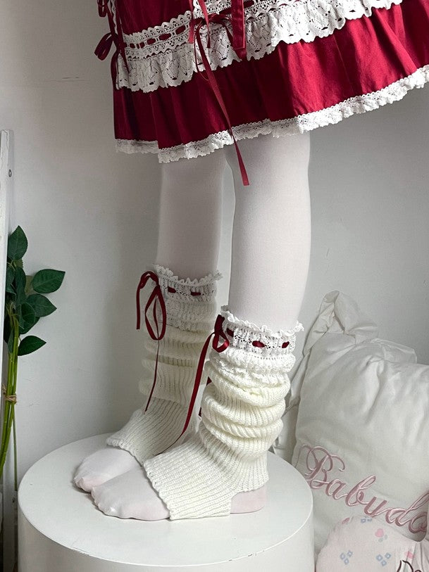 Lolita Knitted Leg Warmers Cuffs Color 7 Options Lace