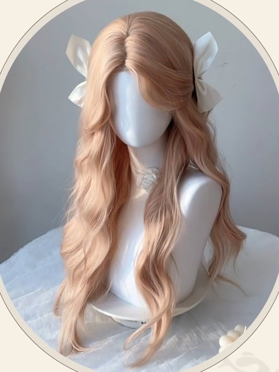 Pink-blonde Waist Length Wavy Synthetic Wig