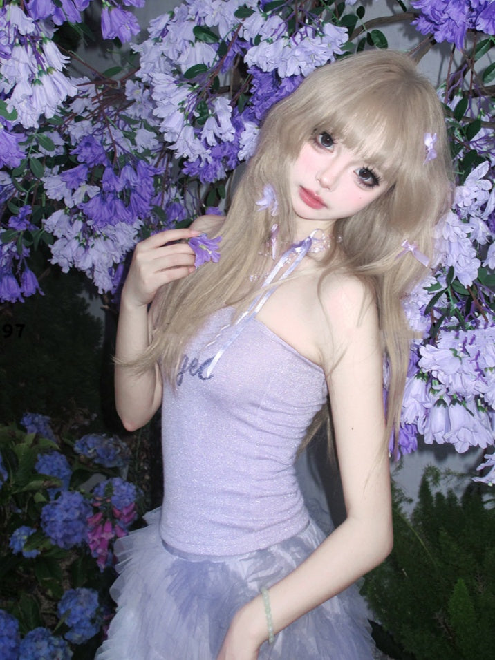 Lavender Balletcore Slim-fitting Strapless Top
