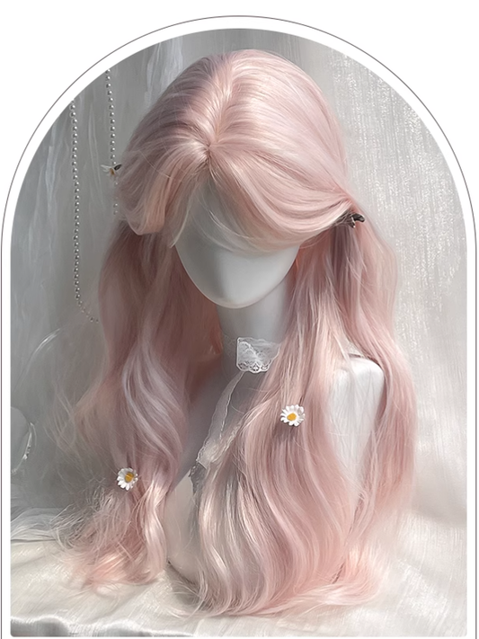 Bangs Wavy Length Pink 65CM With Wig