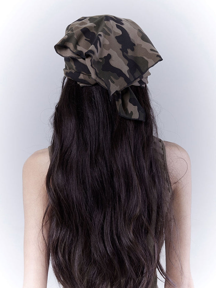 Punk Distressed Studded Triangle Camouflage Wasteland Scarf