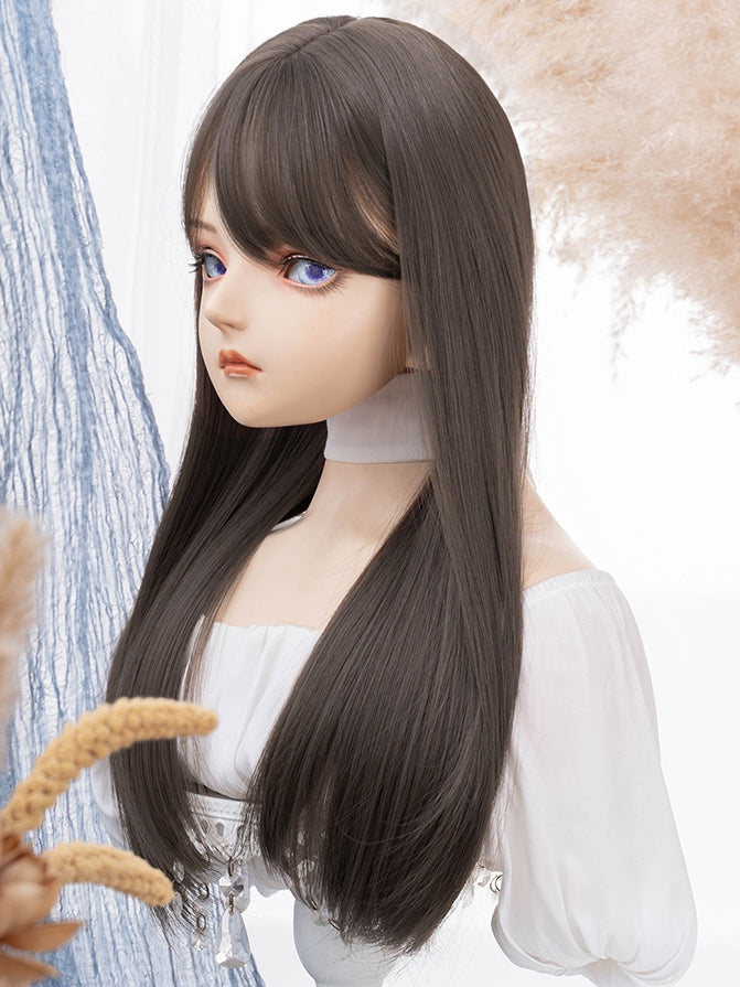 Wig Bangs With Length Brown Straight Air 60CM