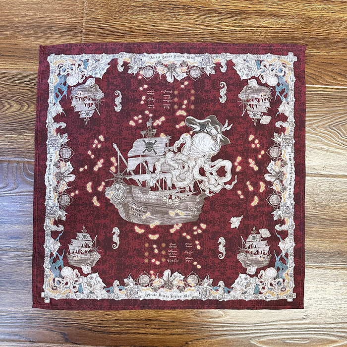 White Red Creamy Kerchief Blue /