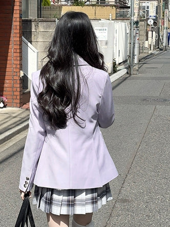 Style Collar Beige/Purple/Pink Uniform JK Blazer Preppy Notched